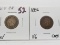 2 Indian Cents: 1864 CN Good, 1866 VG corrosion better date