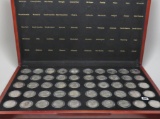 Attractive wooden case display with 50 Unc-BU Statehood Quarters
