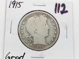 Barber Half $ 1915 G, better date