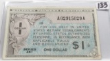 $1 Military Pay Certificate Series 461, SN A02915029A, XF