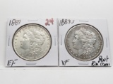 2 Morgan $: 1889 EF, 1889S VF bent rim dings