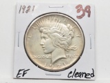 Peace $ 1921 EF cleaned, Semi-Key date