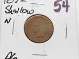 Indian Cent 1872 Shallow N, AG better date