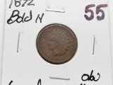 Indian Cent 1872 Bold N Good obv dings, better date