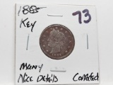 Liberty V Nickel 1885 many nice details corroded, Key Date