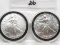 2 Unc Silver American Eagles: 2002, 2004