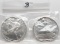 2 Unc Silver American Eagles: 1992, 1993