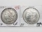 2 Morgan $ harshly cleaned: 1878S EF, 1879 EF