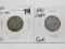 2 Liberty V Nickels: 1883 no cents VG, 1883 w/cents Fine