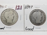 2 Barber Half $ Good: 1895S, 1897