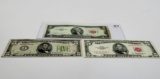 Currency Mix: $2 USN 1953C F soiled; $5 FRN 1934 F; $5 USN 1953A VF