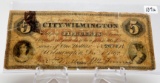 1862 City of Wilmington DE 5 Cent script, Good