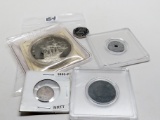 the rest of it :2000 Liberia Mayflower $5, 40mm; 1996 Jamaica $1; 2 Tax Tokens (KS, MO); 1853 Silver