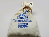 500 M/L Lincoln Wheat Cents, 54.5oz in American Natl Cloth Bank Bag St Joseph MO