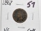 Indian Cent 1867 VG corrosion. Better date