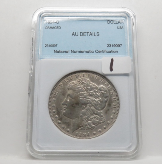 Morgan $ 1894-O NNC AU details damaged, better date