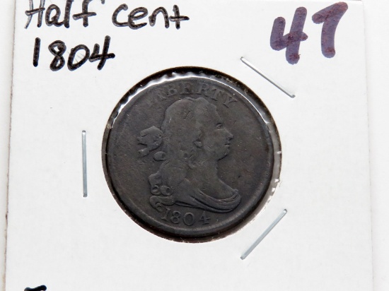 Draped Bust Half Cent 1804 F