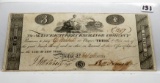 $3 Obsolete Note Manufacturers Exchange Company 1814, SN 1207, VF pinholes