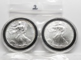 2 BU Silver American Eagles in holders: 1997, 1998