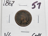 Indian Cent 1867 VG corrosion. Better date