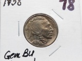 Buffalo Nickel 1938 Gem BU toned