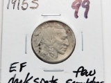 Buffalo Nickel 1915S EF dark spots few scratches, better date