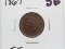 Indian Cent 1867 EF, better date