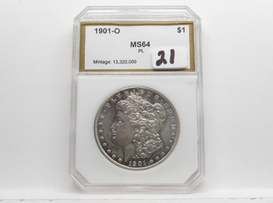Morgan $ 1901-O PCI MS64 PL, gold label