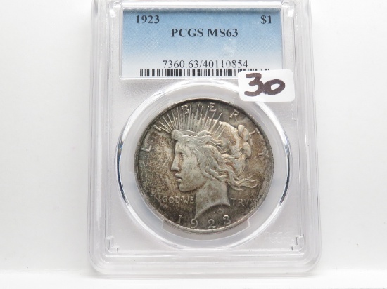 Peace $ 1923 PCGS MS63 toned