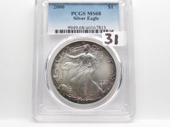 2000 Silver American Eagle PCGS MS68 attractive toning