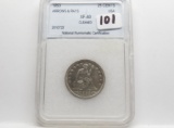 Seated Liberty Quarter 1853 Arrows & Rays NNC XF40 cleaned, small crack obv holder