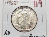 Walking Liberty Half $ 1946D AU rev scratch