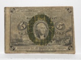 5 Cent Fractional Currency 1863 Second Issue, F