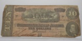 $10 Confederate Note 1864 Richmond, No.6022, circulated