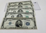 5-$5 Type Notes circ: Silver Certificate 1934A, 4-FRN 1950 series