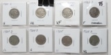 8 Buffalo Nickels: 1920S G, 21 VG, 23 VF, 23S F corr, 24D VG, 24S G, 25 VG, 25D VG