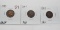 3 Indian Cents: 1888 CH EF, 1897 AU, 1898 AU