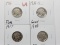 4 Buffalo Nickels: 1916 F, 16S G, 17 F, 18 VF