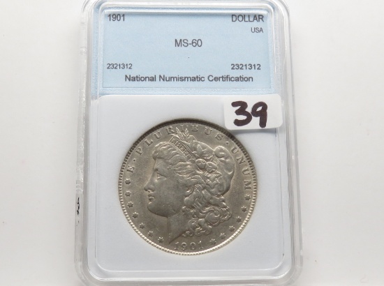 Morgan $ 1901 NNC MS60, Rare in grade
