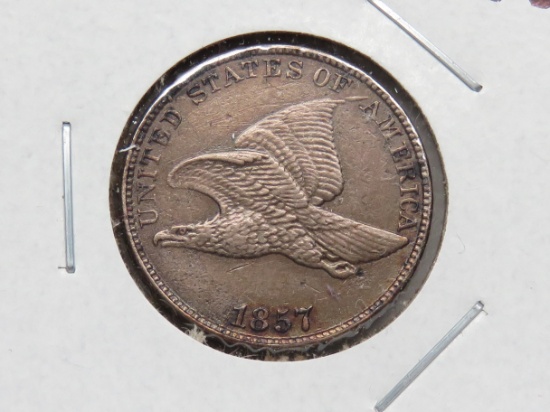Flying Eagle Cent 1857 AU some carbon spots