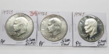 3 Silver Clad Eisenhower PF $: 1971S, 1972S, 1974S finger prints