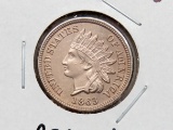 Indian Cent 1863 Unc ?obv lines, rev carbon spot