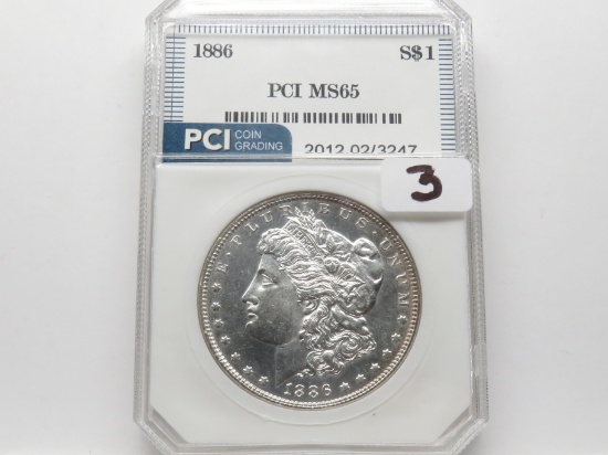Morgan $ 1886 PCI MS65, white label