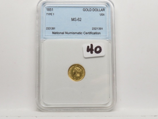 Gold $ 1851 Type 1 NNC MS62