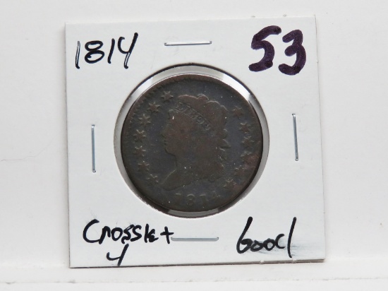 Classic Head Large Cent 1814 Crosslet 4 Good