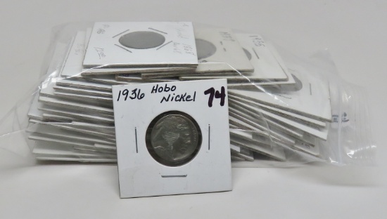 42 Nickel Mix: 1936 "Hobo" Nickel; 40 Buffalo 1913-37 (30 acid or weak dt); Shield 1868 acid dt