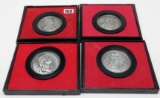 4 Pewter America's First Medals in holders: Captain John Paul Jones, Major Henry Lee, Washington Bef