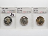 3 Dollar Mix ACG slabs: 2 SB Anthony (1979S T-1 PR69 UCAM, 1981D MS66) Sacagawea 2003P MS66