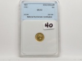 Gold $ 1851 Type 1 NNC MS62