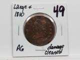 Classic Head Large Cent 1810 AG damaged cleaned